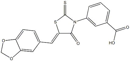 3-[5-(1,3-benzodioxol-5-ylmethylene)-4-oxo-2-thioxo-1,3-thiazolidin-3-yl]benzoic acid Struktur