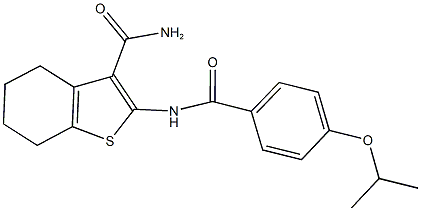 2-[(4-isopropoxybenzoyl)amino]-4,5,6,7-tetrahydro-1-benzothiophene-3-carboxamide Struktur