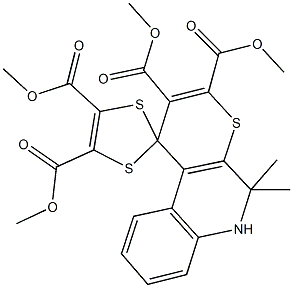 tetramethyl 5',5'-dimethyl-5',6'-dihydrospiro(1,3-dithiole-2,1'-[1'H]-thiopyrano[2,3-c]quinoline)-2',3',4,5-tetracarboxylate Struktur