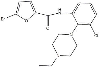 5-bromo-N-[3-chloro-2-(4-ethyl-1-piperazinyl)phenyl]-2-furamide Struktur