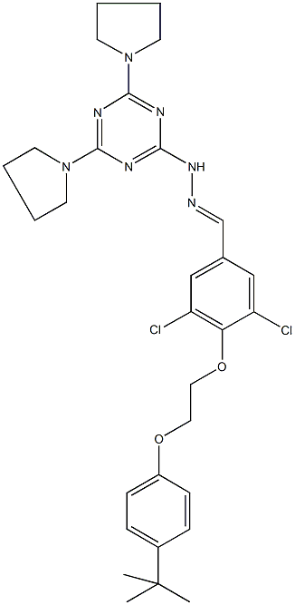 4-[2-(4-tert-butylphenoxy)ethoxy]-3,5-dichlorobenzaldehyde [4,6-di(1-pyrrolidinyl)-1,3,5-triazin-2-yl]hydrazone Struktur