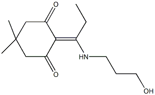 2-{1-[(3-hydroxypropyl)amino]propylidene}-5,5-dimethyl-1,3-cyclohexanedione Struktur