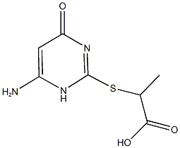 2-[(6-amino-4-oxo-1,4-dihydro-2-pyrimidinyl)sulfanyl]propanoic acid Struktur