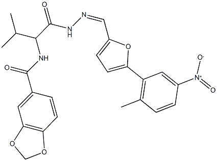 N-[1-({2-[(5-{5-nitro-2-methylphenyl}-2-furyl)methylene]hydrazino}carbonyl)-2-methylpropyl]-1,3-benzodioxole-5-carboxamide Struktur