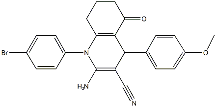 2-amino-1-(4-bromophenyl)-4-(4-methoxyphenyl)-5-oxo-1,4,5,6,7,8-hexahydroquinoline-3-carbonitrile Struktur