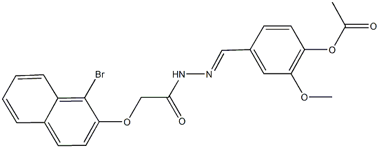 4-(2-{[(1-bromo-2-naphthyl)oxy]acetyl}carbohydrazonoyl)-2-methoxyphenyl acetate Struktur