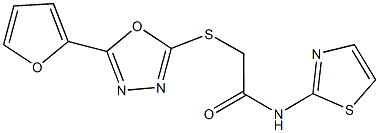 2-{[5-(2-furyl)-1,3,4-oxadiazol-2-yl]sulfanyl}-N-(1,3-thiazol-2-yl)acetamide Struktur