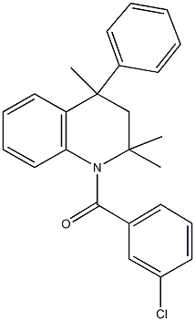 1-(3-chlorobenzoyl)-2,2,4-trimethyl-4-phenyl-1,2,3,4-tetrahydroquinoline Struktur