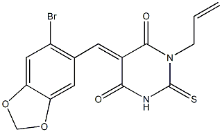 1-allyl-5-[(6-bromo-1,3-benzodioxol-5-yl)methylene]-2-thioxodihydro-4,6(1H,5H)-pyrimidinedione Struktur