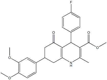 methyl 7-(3,4-dimethoxyphenyl)-4-(4-fluorophenyl)-2-methyl-5-oxo-1,4,5,6,7,8-hexahydro-3-quinolinecarboxylate Struktur