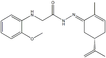 N'-(5-isopropenyl-2-methylcyclohex-2-en-1-ylidene)-2-(2-methoxyanilino)acetohydrazide Struktur