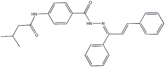 N-(4-{[2-(1,3-diphenyl-2-propenylidene)hydrazino]carbonyl}phenyl)-3-methylbutanamide Struktur