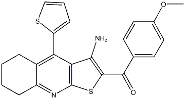 [3-amino-4-(2-thienyl)-5,6,7,8-tetrahydrothieno[2,3-b]quinolin-2-yl](4-methoxyphenyl)methanone Struktur