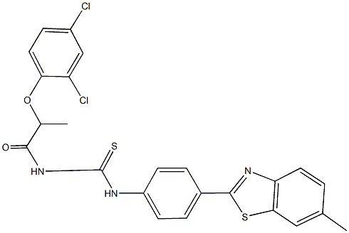 N-[2-(2,4-dichlorophenoxy)propanoyl]-N'-[4-(6-methyl-1,3-benzothiazol-2-yl)phenyl]thiourea Struktur