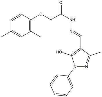 2-(2,4-dimethylphenoxy)-N'-[(5-hydroxy-3-methyl-1-phenyl-1H-pyrazol-4-yl)methylene]acetohydrazide Struktur