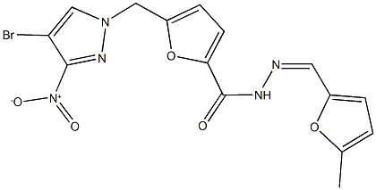 5-({4-bromo-3-nitro-1H-pyrazol-1-yl}methyl)-N'-[(5-methyl-2-furyl)methylene]-2-furohydrazide Struktur