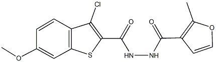 3-chloro-6-methoxy-N'-(2-methyl-3-furoyl)-1-benzothiophene-2-carbohydrazide Struktur