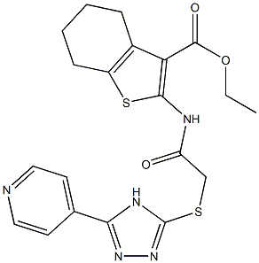 ethyl 2-[({[5-(4-pyridinyl)-4H-1,2,4-triazol-3-yl]sulfanyl}acetyl)amino]-4,5,6,7-tetrahydro-1-benzothiophene-3-carboxylate Struktur