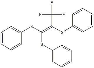 {[3,3,3-trifluoro-1,2-bis(phenylsulfanyl)-1-propenyl]sulfanyl}benzene Struktur