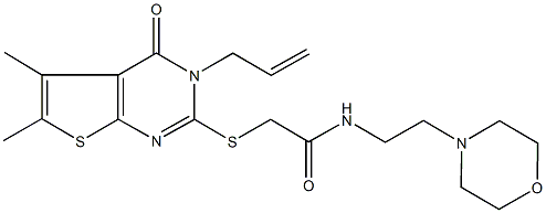 2-[(3-allyl-5,6-dimethyl-4-oxo-3,4-dihydrothieno[2,3-d]pyrimidin-2-yl)sulfanyl]-N-[2-(4-morpholinyl)ethyl]acetamide Struktur