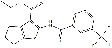 ethyl 2-{[3-(trifluoromethyl)benzoyl]amino}-5,6-dihydro-4H-cyclopenta[b]thiophene-3-carboxylate Struktur