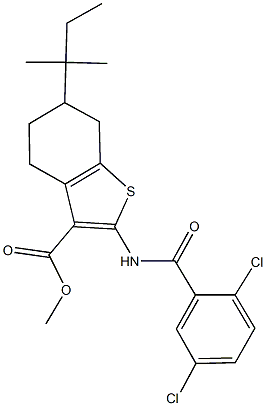 methyl 2-[(2,5-dichlorobenzoyl)amino]-6-tert-pentyl-4,5,6,7-tetrahydro-1-benzothiophene-3-carboxylate Struktur