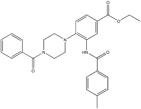 ethyl 4-(4-benzoyl-1-piperazinyl)-3-[(4-methylbenzoyl)amino]benzoate Struktur