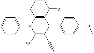 2-amino-4-(4-methoxyphenyl)-5-oxo-1-phenyl-1,4,5,6,7,8-hexahydroquinoline-3-carbonitrile Struktur