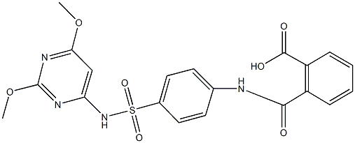 2-({[4-({[2,6-bis(methyloxy)pyrimidin-4-yl]amino}sulfonyl)phenyl]amino}carbonyl)benzoic acid Struktur