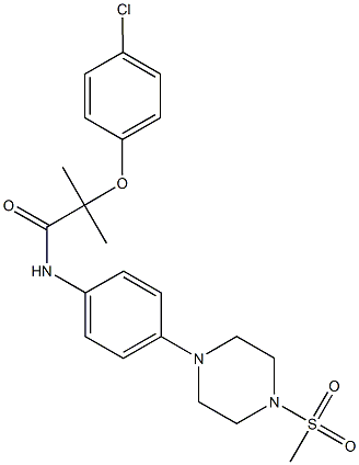 2-(4-chlorophenoxy)-2-methyl-N-{4-[4-(methylsulfonyl)-1-piperazinyl]phenyl}propanamide Struktur