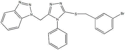 1-({5-[(3-bromobenzyl)sulfanyl]-4-phenyl-4H-1,2,4-triazol-3-yl}methyl)-1H-1,2,3-benzotriazole Struktur