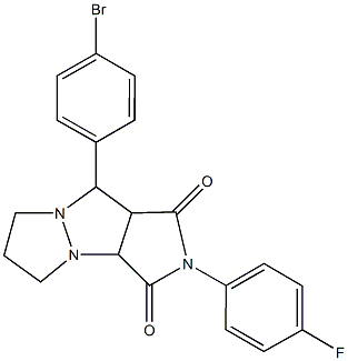 9-(4-bromophenyl)-2-(4-fluorophenyl)tetrahydro-5H-pyrazolo[1,2-a]pyrrolo[3,4-c]pyrazole-1,3(2H,3aH)-dione Struktur