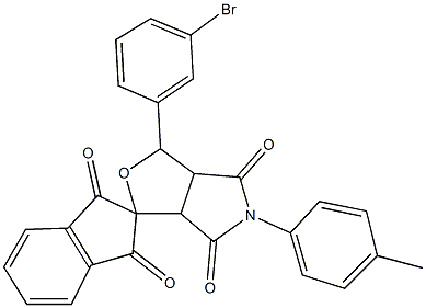 1-(3-bromophenyl)-5-(4-methylphenyl)-3a,6a-dihydrosprio[1H-furo[3,4-c]pyrrole-3,2'-(1'H)-indene]-1',3',4,6(2'H,3H,5H)-tetrone Struktur