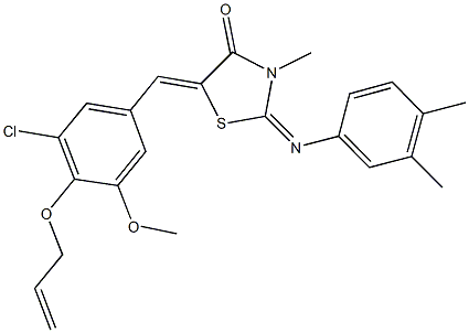 5-[4-(allyloxy)-3-chloro-5-methoxybenzylidene]-2-[(3,4-dimethylphenyl)imino]-3-methyl-1,3-thiazolidin-4-one Struktur