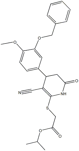 isopropyl ({4-[3-(benzyloxy)-4-methoxyphenyl]-3-cyano-6-oxo-1,4,5,6-tetrahydro-2-pyridinyl}sulfanyl)acetate Struktur