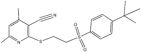 2-({2-[(4-tert-butylphenyl)sulfonyl]ethyl}sulfanyl)-4,6-dimethylnicotinonitrile Struktur