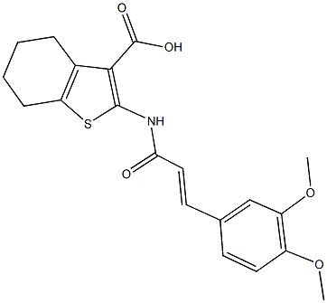 2-{[3-(3,4-dimethoxyphenyl)acryloyl]amino}-4,5,6,7-tetrahydro-1-benzothiophene-3-carboxylic acid Struktur