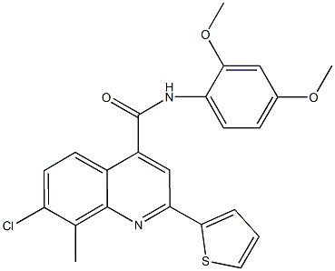 7-chloro-N-(2,4-dimethoxyphenyl)-8-methyl-2-(2-thienyl)-4-quinolinecarboxamide Struktur