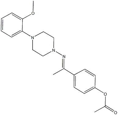 4-{N-[4-(2-methoxyphenyl)-1-piperazinyl]ethanimidoyl}phenyl acetate Struktur