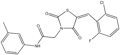 2-[5-(2-chloro-6-fluorobenzylidene)-2,4-dioxo-1,3-thiazolidin-3-yl]-N-(3-methylphenyl)acetamide Struktur