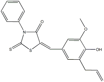 5-(3-allyl-4-hydroxy-5-methoxybenzylidene)-3-phenyl-2-thioxo-1,3-thiazolidin-4-one Struktur