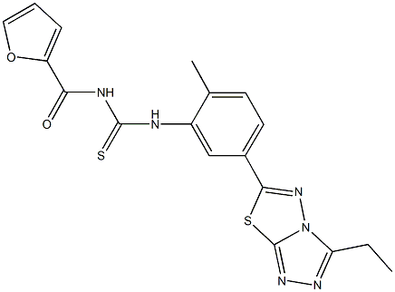 N-[5-(3-ethyl[1,2,4]triazolo[3,4-b][1,3,4]thiadiazol-6-yl)-2-methylphenyl]-N'-(2-furoyl)thiourea Struktur