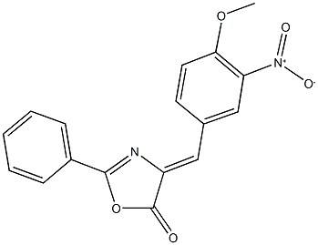 4-{3-nitro-4-methoxybenzylidene}-2-phenyl-1,3-oxazol-5(4H)-one Struktur