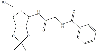 N-(2-{[6-(hydroxymethyl)-2,2-dimethyltetrahydrofuro[3,4-d][1,3]dioxol-4-yl]amino}-2-oxoethyl)benzamide Struktur