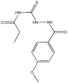 N-{[2-(4-methoxybenzoyl)hydrazino]carbothioyl}propanamide Struktur