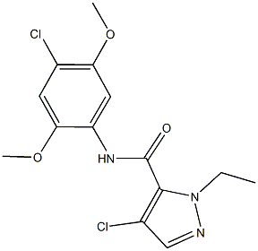 4-chloro-N-(4-chloro-2,5-dimethoxyphenyl)-1-ethyl-1H-pyrazole-5-carboxamide Struktur