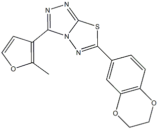 6-(2,3-dihydro-1,4-benzodioxin-6-yl)-3-(2-methyl-3-furyl)[1,2,4]triazolo[3,4-b][1,3,4]thiadiazole Struktur