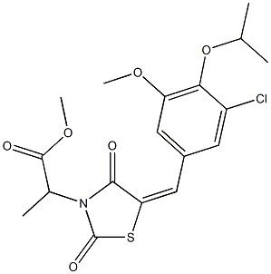 methyl 2-[5-(3-chloro-4-isopropoxy-5-methoxybenzylidene)-2,4-dioxo-1,3-thiazolidin-3-yl]propanoate Struktur