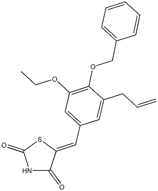 5-[3-allyl-4-(benzyloxy)-5-ethoxybenzylidene]-1,3-thiazolidine-2,4-dione Struktur