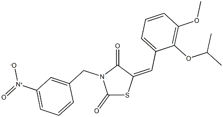 3-{3-nitrobenzyl}-5-(2-isopropoxy-3-methoxybenzylidene)-1,3-thiazolidine-2,4-dione Struktur